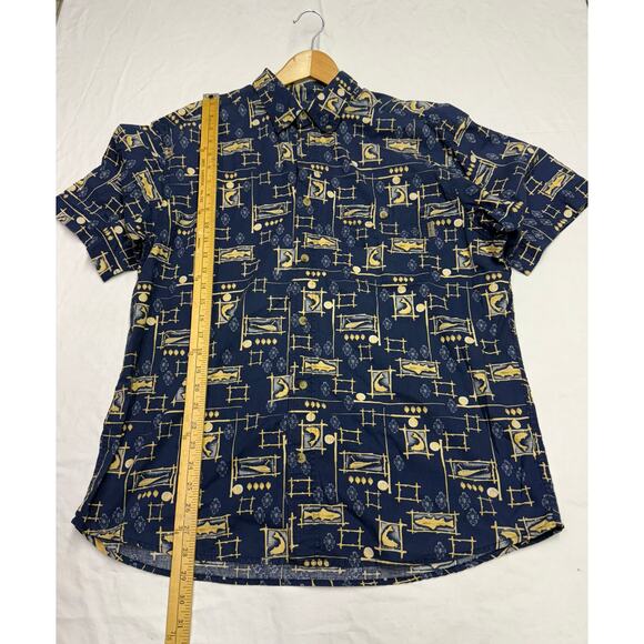 Woolrich Shirt Mens large Blue Fishing All Over Print short sleeve - Picture 5 of 10